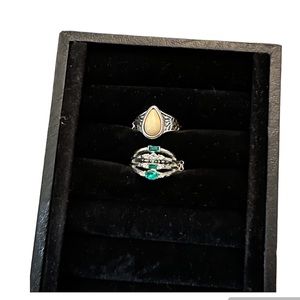 Set of 2 adjustable silver plated rings